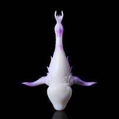 Einzigartiges künstlerisches weißes und lila Krokodilschädelmodell - dekorative realistische Figur für Zuhause und Sammlung