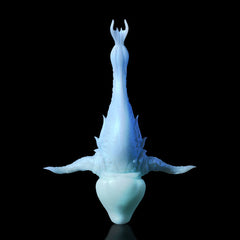 Einzigartiges künstlerisches weißes und lila Krokodilschädelmodell - dekorative realistische Figur für Zuhause und Sammlung