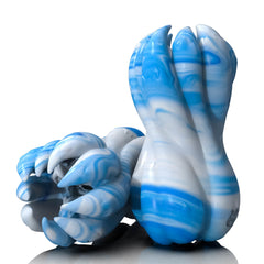 Skulptur einer Hand mit Klaue aus einzigartigem blauem und weißem Marmor, moderne Kunstdekoration, Akzent für Büro oder Zuhause, kreatives Statement-Stück