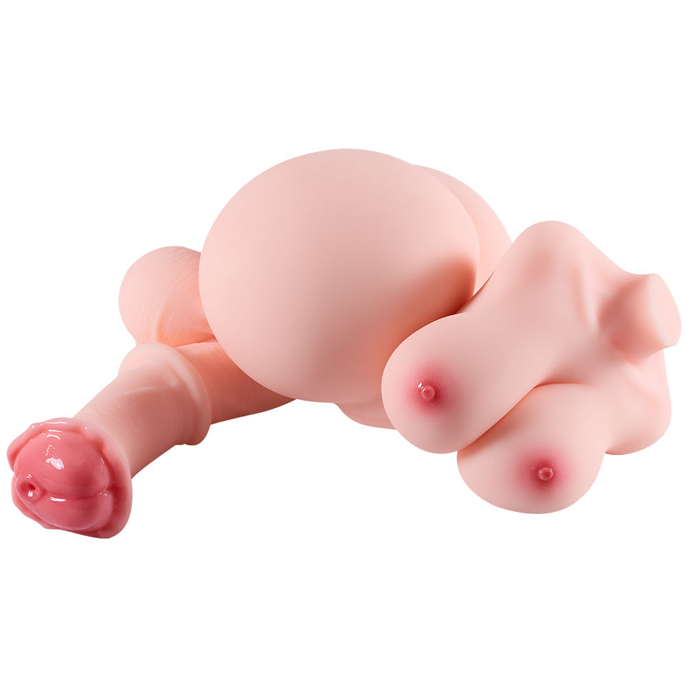 Realistischer weiblicher Torso aus Silikon mit Brüsten und Penisschaft – Lustpuppe für Erwachsene für den intimen Gebrauch und Fantasiespiele