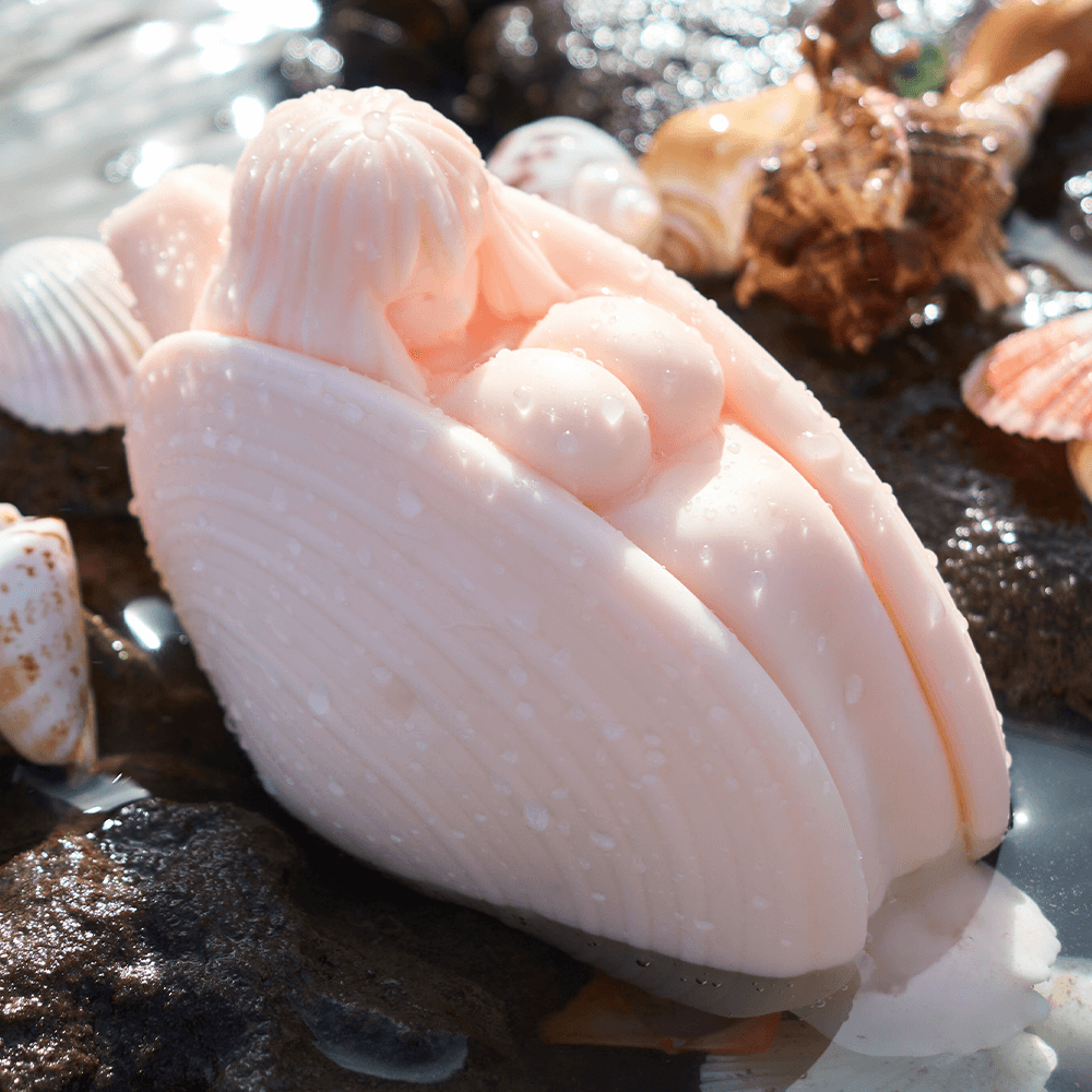 Adult Silicone Bust with Ruffled Shell & Female Figurine - Unique Erotic Art Toy for Pleasure & Collection
